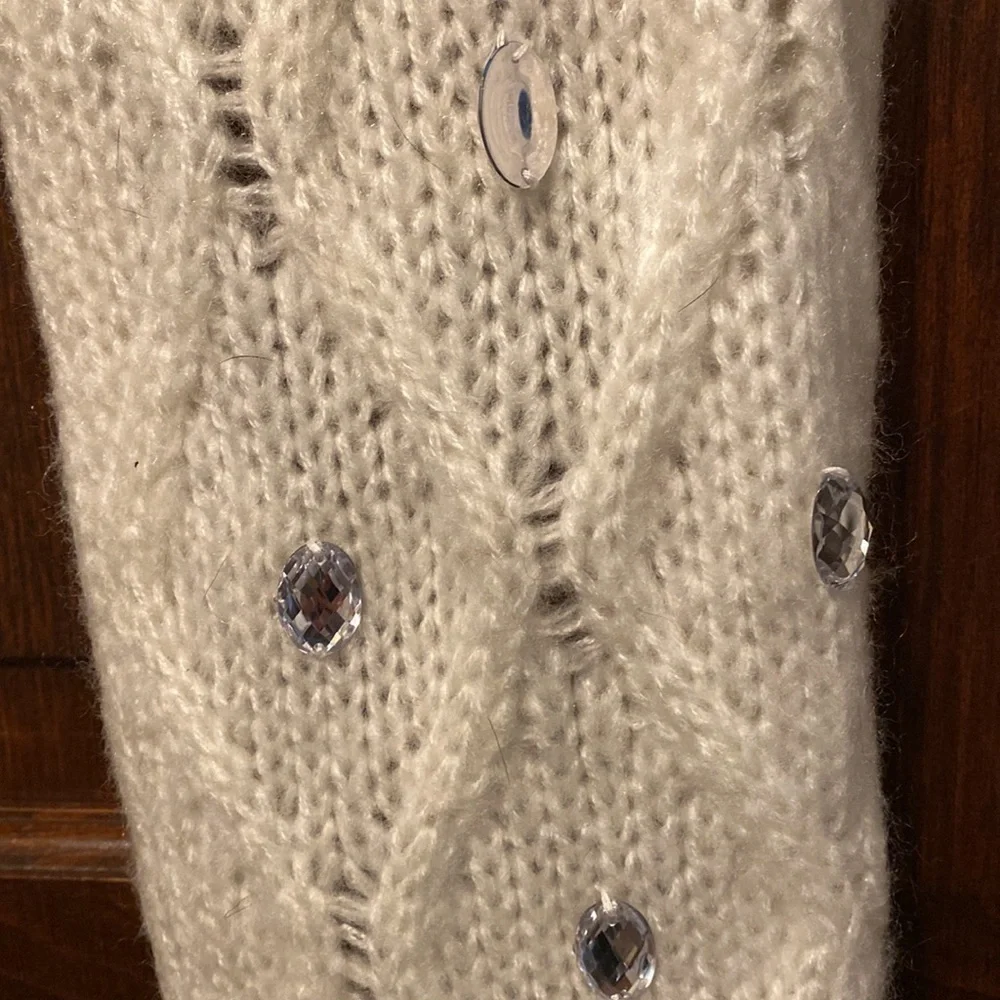 Mixit white winter scarf with embellishment.